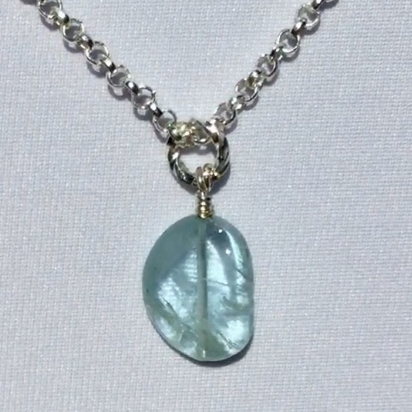Stylish Healing Aquamarine Pendant Necklace! - Picture 2 of 4